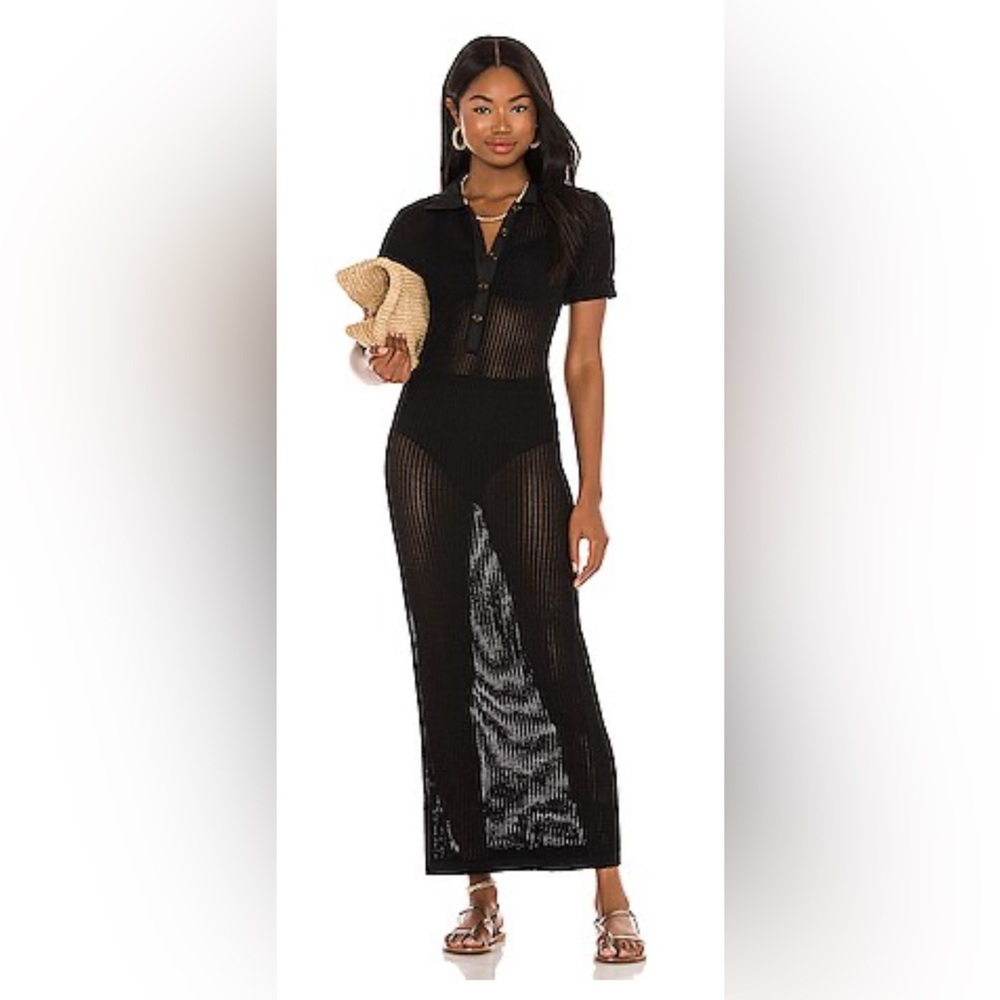 NWT SOLID & STRIPED Black Sheer Swim Coverup